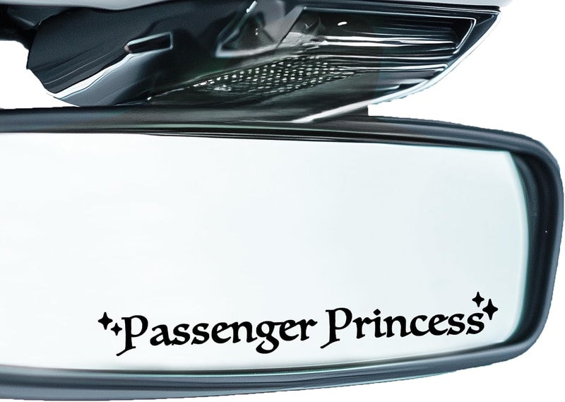 CYLDGNS 3 x Car Rear Mirror Vinyl Decal Stickers Decor Cute Car Laptop Sticker Aesthetic Car Positive Affirmation Decal Car Rearview for Women Gift for Her (Black, Passenger Princess) - Image 1